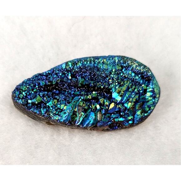Teal color titanium Druzy cabochon 33 carats 20mm x 38mm lots of flashblue/green - Picture 3 of 7